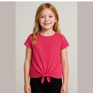 Tek Gear Pink Patterned Knot-Front Tee